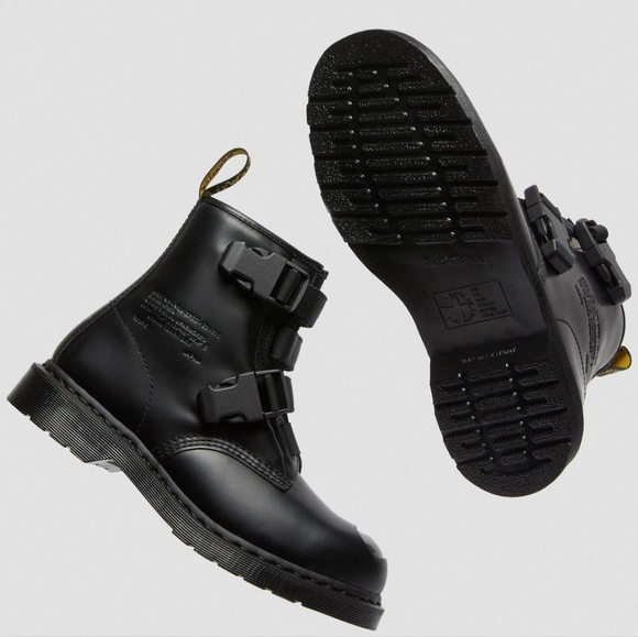 Dr. Martens WTAPS collab RARE steel toe biker Mono Black Leather Buckle Straps 8 - Picture 9 of 11